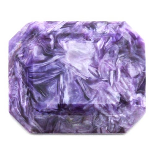 Faceted charoite cabochon