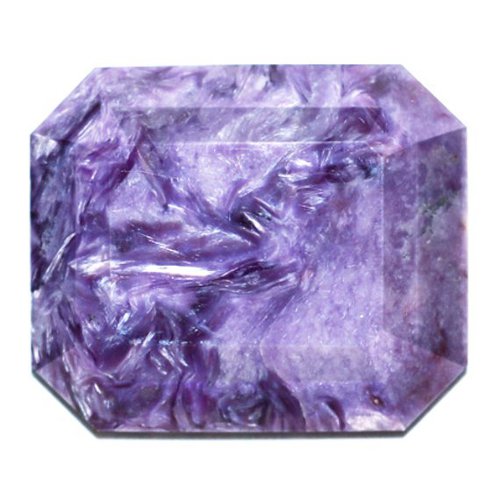Faceted charoite cabochon