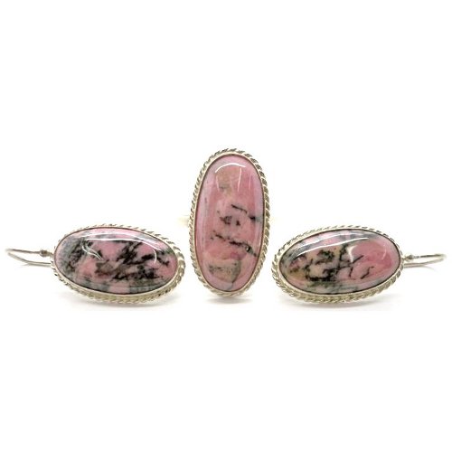 Rhodonite ring and earrings