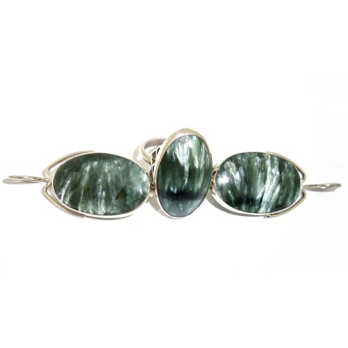 Seraphinite ring and earrings