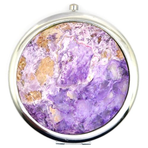 Charoite pocket mirror