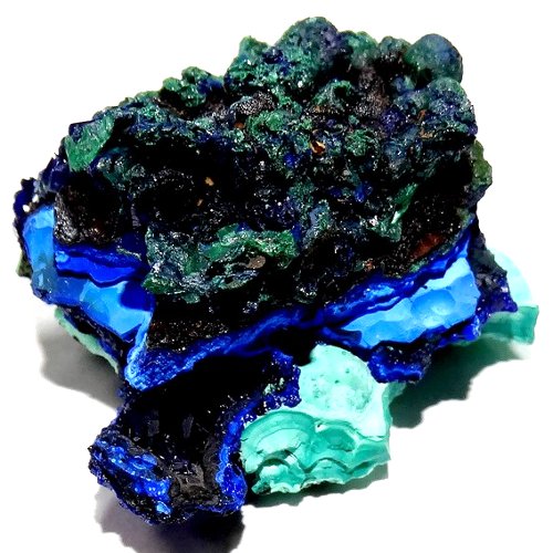 Azurite and malachite crystals