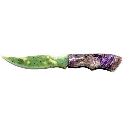 Nephrite and charoite knife