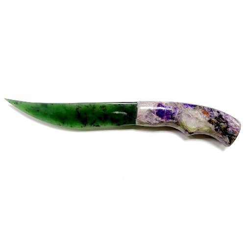 Nephrite and charoite knife